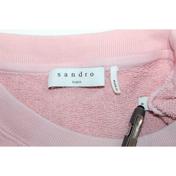 SANDRO Embroidered "Please Love" French cotton-terry pullover sweatshirt ombre 4 - Picture 3 of 7